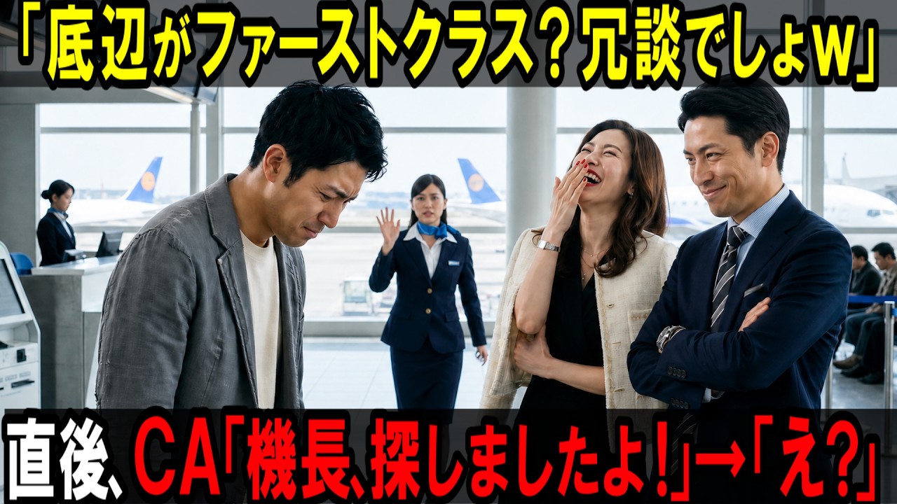 ファーストクラスの静かなキャビンに、低く澄んだ声が響いた。「その格好でファーストクラス？...