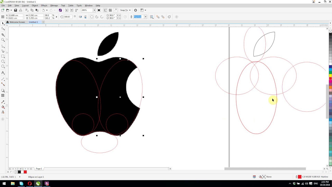 coreldraw tutorials for beginners redraw apple logo - YouTube