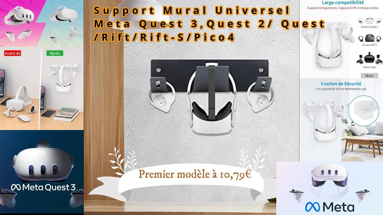 Support Mural Universel pour Casque VR Pico 4 / Pico Neo 3 / Meta Quest 2 3  / Rift S /etc. - Maison Du Drone