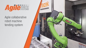 Agile collaborative robot machine tending system in action