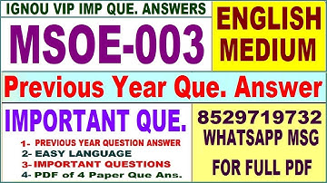 MSOE 003 Previous Year Question Paper in English | msoe 003 important questions with answer
