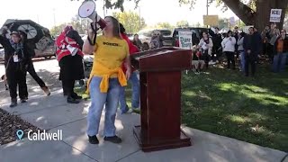 Protesters Gather In Caldwell Decrying A FBI/ICE Raid In Wilder On Sunday