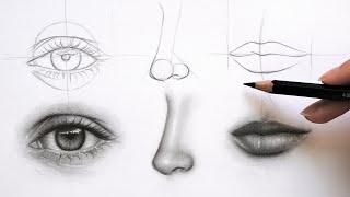 Get GREAT at Drawing FACE Parts (Eye, Nose and Lips) - Practice with me!
