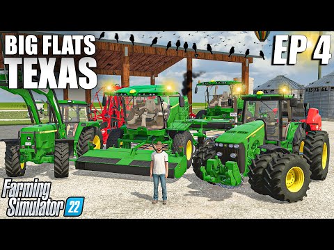 ROLING HAY WITH JOHN DEEREs | Big Flats Texas | Farming Simulator 22 - Episode 4