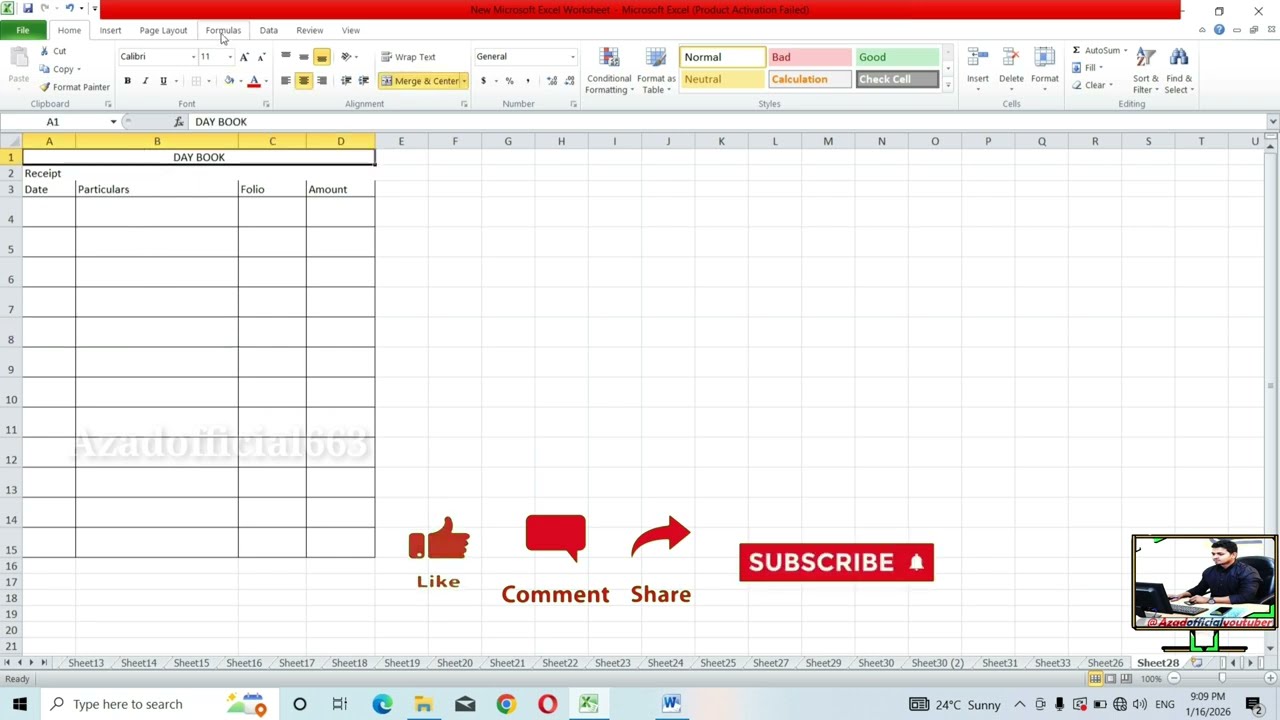 How to make Day book format in excel sheet how to use day book report format day book register excel