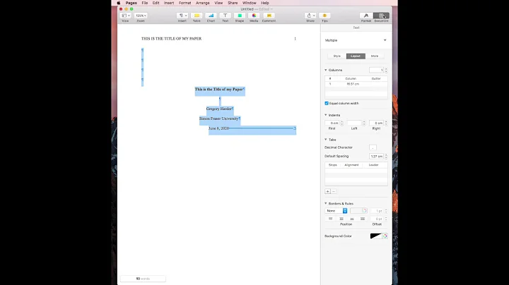 Creating an APA 7th Edition template using Mac Pages