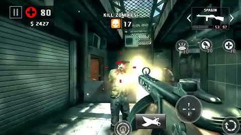 Dead trigger 2 spagin & m4 level 57 gameplay iOS on hard no booster TDU 50+