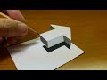 Very Easy!! How To Drawing 3D Floating Arrow - Anamorphic Illusion - 3D Trick Art on paper