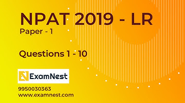 NPAT 2019 | Paper 1 | Reasoning Questions 1 to 10 | Previous Year Paper | NPAT Original | IPMAT Prep