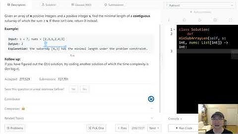 209. Minimum Size Subarray Sum | English | Medium
