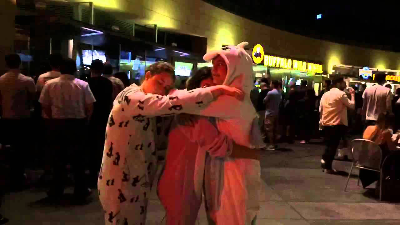 Time lapse public hug in onesies YouTube
