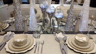 How to Decorate Glam Christmas Tablescape | Decorate With Me | Winter Wonderland |Holiday Decorating