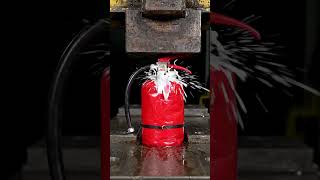 Fire extinguisher under hydraulic press #asmr satisfying #asmrsounds #satisfying #machine