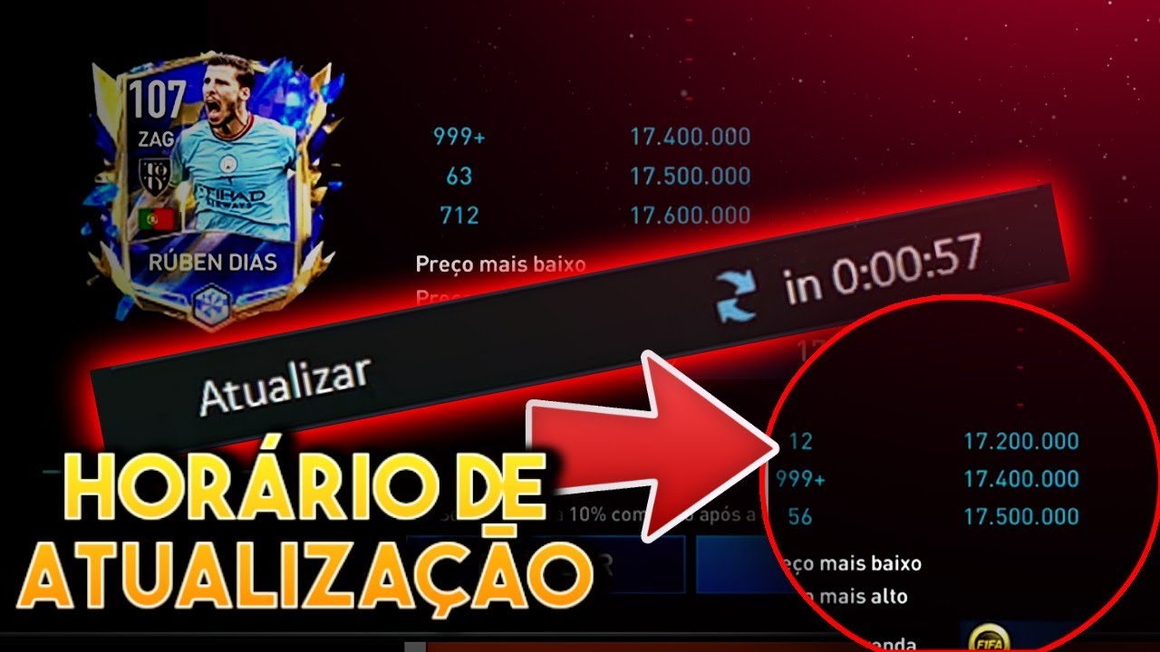 APROVEITE! HORÁRIO DE ATUALIZAÇÃO DAS CARTAS PARA VENDAS NO FIFA