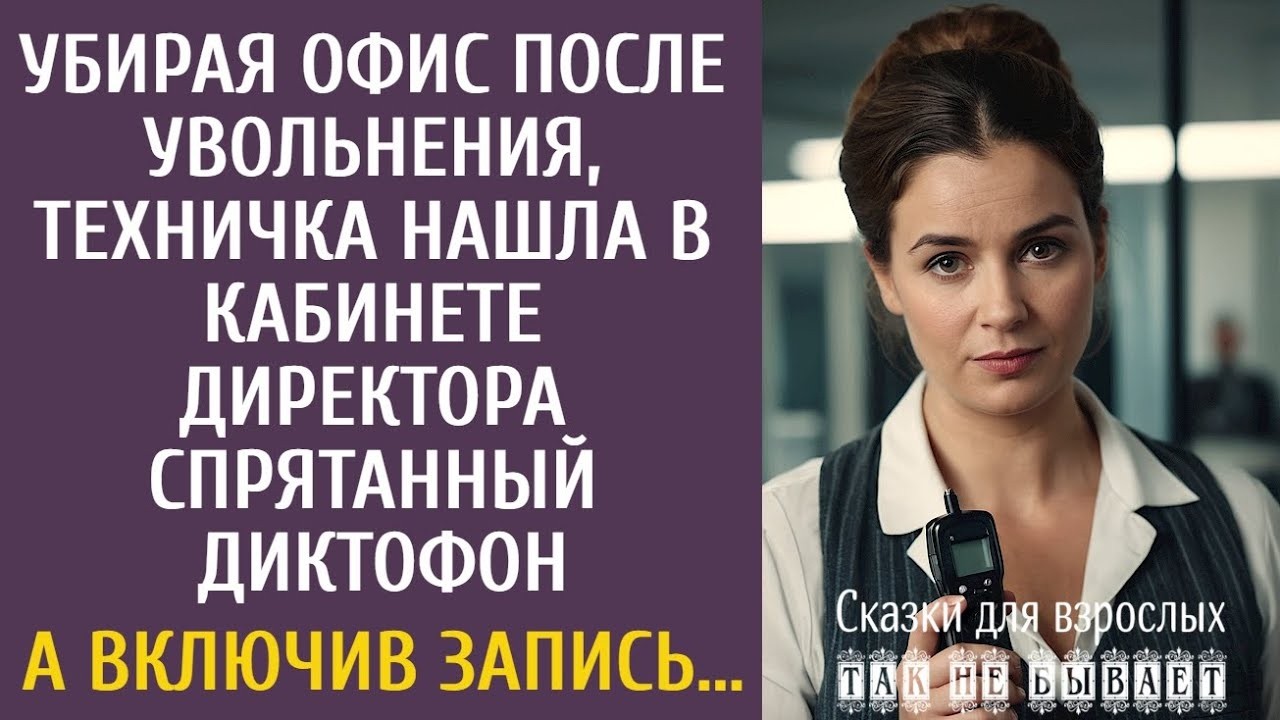 Убирая офис после увольнения, техничка нашла в кабинете босса спрятанный диктофон… А включив запись…