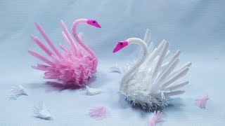 DIY Straw Swan || How To Make Swan From Drinking Straws | Qq. Handmade