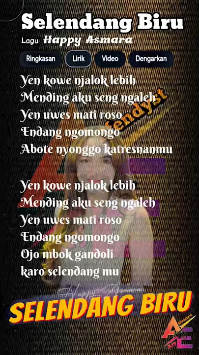 Lirik Lagu Selendang Biru - Happy Asmara - Royal Music