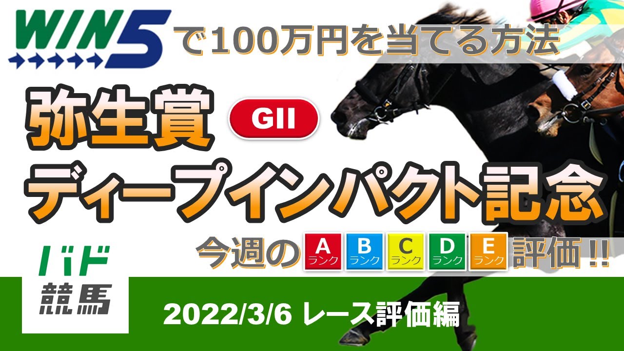 Win5で100万円 レース評価編 3月6日 日 弥生賞ディープインパクト記念 Youtube