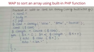 WAP to sort an array using built-in PHP function| BSc Computer Science Practicals | DU