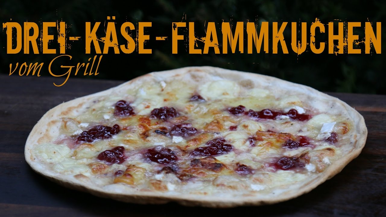 Drei-Käse-Flammkuchen vom Grill