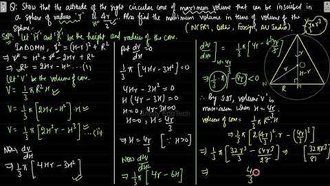 #16 - AOD - Show that the altitude of the right circular cone of maximum volume that can be inscribe