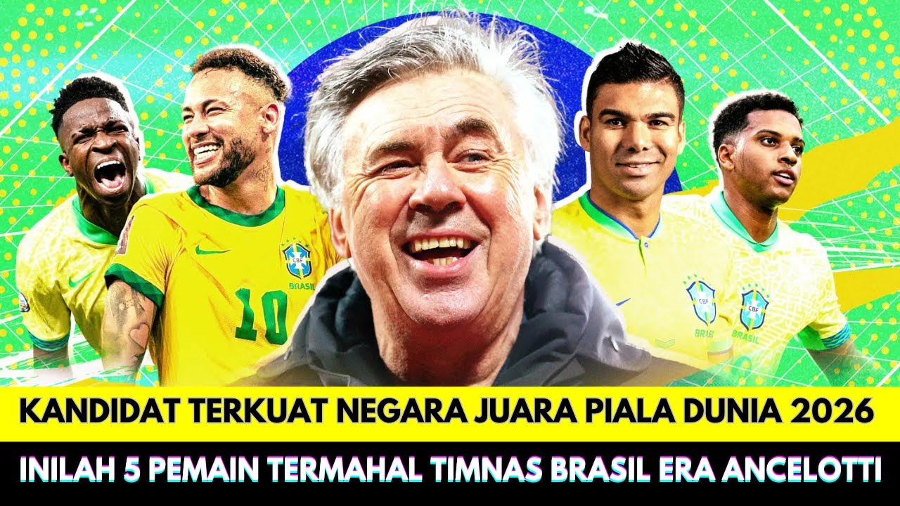Kandidat Terkuat Juara Piala Dunia 2026❗Inilah 5 Pemain Termahal Timnas Brasil Era Carlo Ancelotti