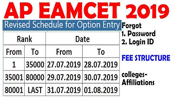 AP EAMCET 2019 NEW Revised Schedule for Option Entry | AP EAMCET 2019 WEB OPTIONS