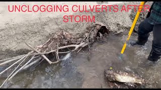 unclogging culverts after a storm 2/19/23