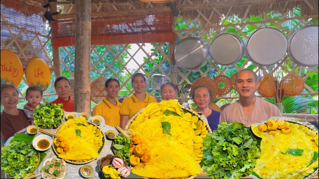 Bánh Xèo Chay Giòn Rụm,Bếp O Đồng Đã Hoàn Thành Nhận Được Tin Vui Từ Chú Huệ Tân Phụ Giúp Bếp Chay.