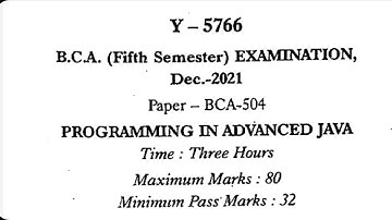 BCA | PROGRAMMING IN ADVANCED JAVA| JIWAJI UNIVERSITY | QUESTION PAPER | 2021 | 5th SEMESTER