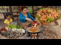 Mommy cooking duck egg with shrimp recipe- Fried duck egg mixed shrimp for dinner