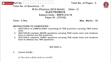 MSC PHYSICS 1ST SEM ELECTRONICS DEC 2018 | PTU