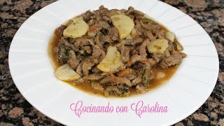 10/27/2016.. como hacer bistec ranchero / 1 libra 1/2 de diesmillo 3
tomates 2 papas cebolla ajos macito cilantro cdta pi...