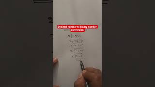 Decimal number to binary number conversion #decimaltobinary