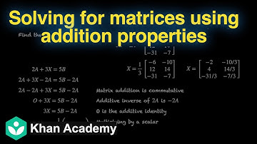 Solving for matrices using addition properties (Hinglish)| Matrices | Grade 12 | Math | Khan Academy