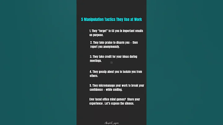 5 Manipulation Tactics They Use at Work (Stay Sharp)#shorts