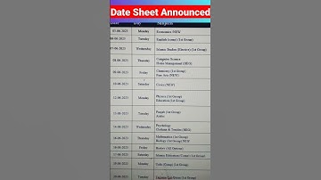 First Year date sheet Punjab board 2023| Date Sheet Intermediate Part 1 #ytshorts #viral