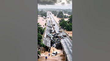 Moment the Bridge Almost Swept Away by Heavy Floods! #viral #shorts