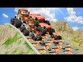 Big & Small Monster Truck Tow Mater vs Big & Small Monster Truck Mcqueen vs LAVA OF DEATH in BeamNG