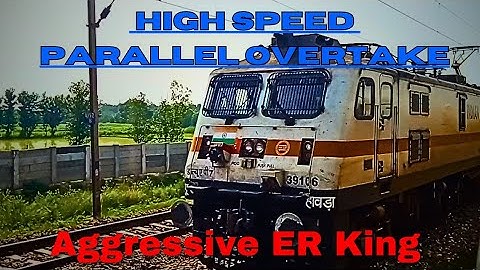My 200th Upload!! High Speed Parallel Overtake by ER King Howrah Rajdhani...