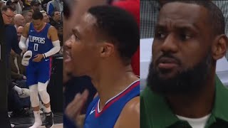 RUSSELL WESTBROOK LOSES SHOE & PISSED OFF LBJ AFTER PLAYING DEFENSE WITH ONE SHOE!