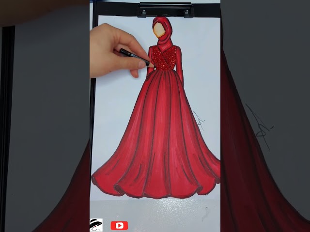 drawing dress hijab🤯 #explore #dress #hijab #drawing #fashion رسم فستان محجبات