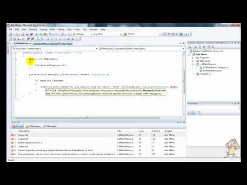 Visual Studio 2008: C# Tutorial: Add/Change Main Menu HD