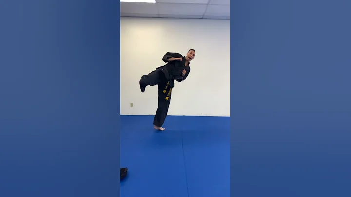 Spinning hook kick on a tennis ball