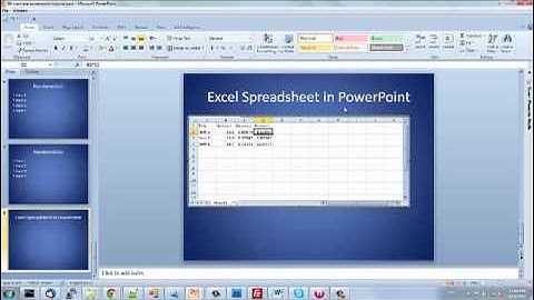Excel Spreadsheet in PowerPoint 2010