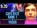 Caps RYZE vs YASUO (MID) | Rank 1, Rank 1 Ryze | EUW Challenger | v9.20