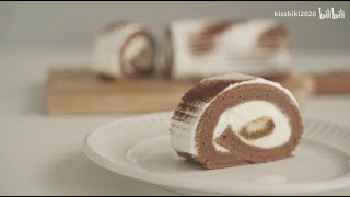 【不说话做饭 No Talking】提拉米苏蛋糕卷，神仙甜品，详细做法来啦 Tiramisu Cake Roll Recipe