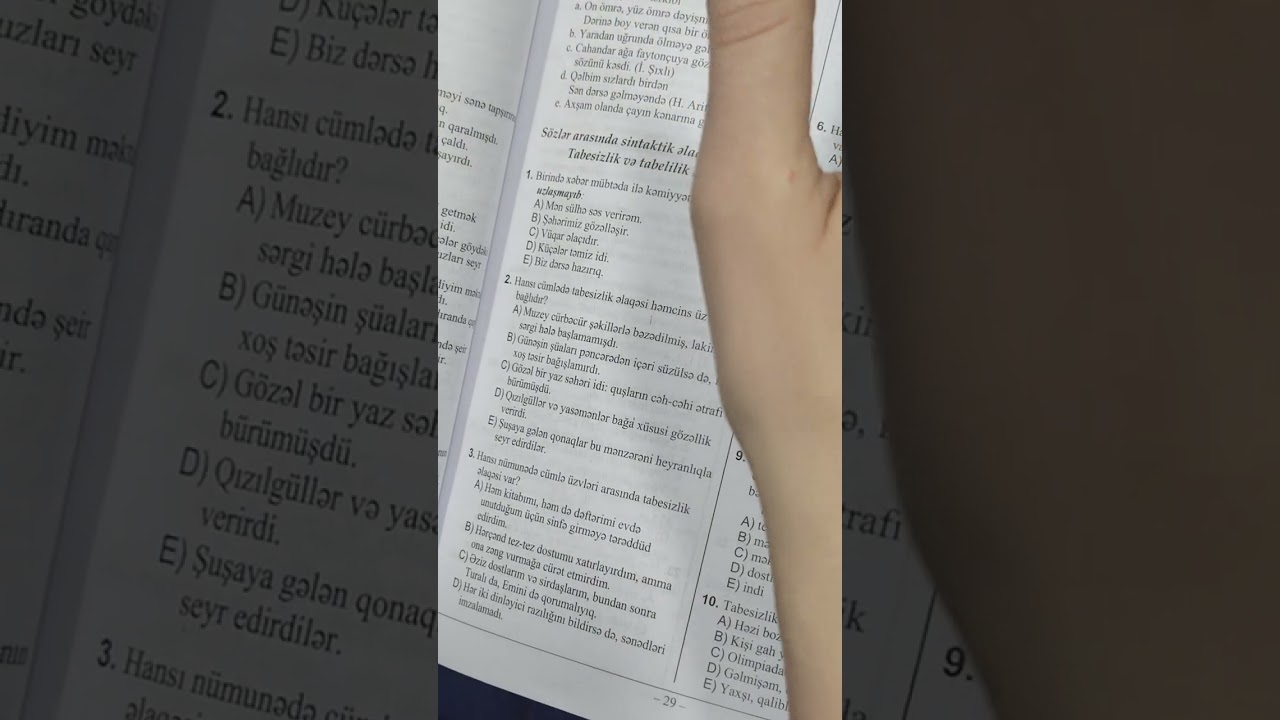 Sintaktik əlaqələr üzrə test izahı 