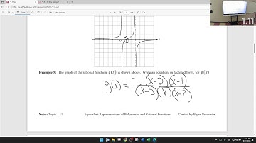 1.11 - Part 1 Equivalent Representations of Polynomial and Rational Functions