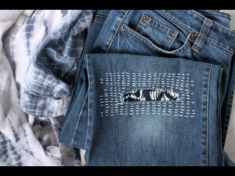 Sashiko Inspired Denim Mending